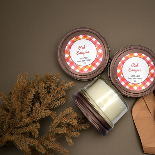 Red Sangria Rustic Jar Scented Candles 4 oz.