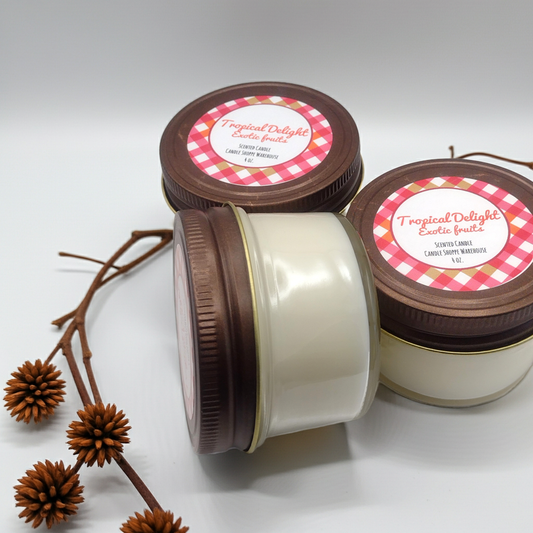Tropical Delight Exotic Fruits Rustic Jar Scented Candles 4 oz