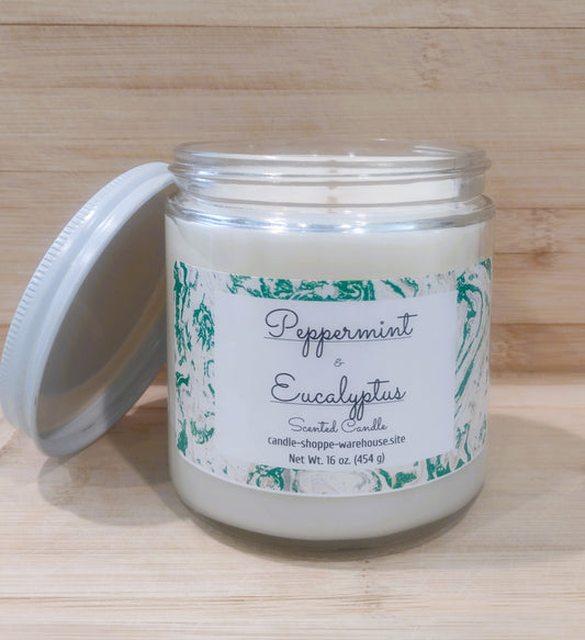 Peppermint & Eucalyptus Scented Candle 16 oz.
