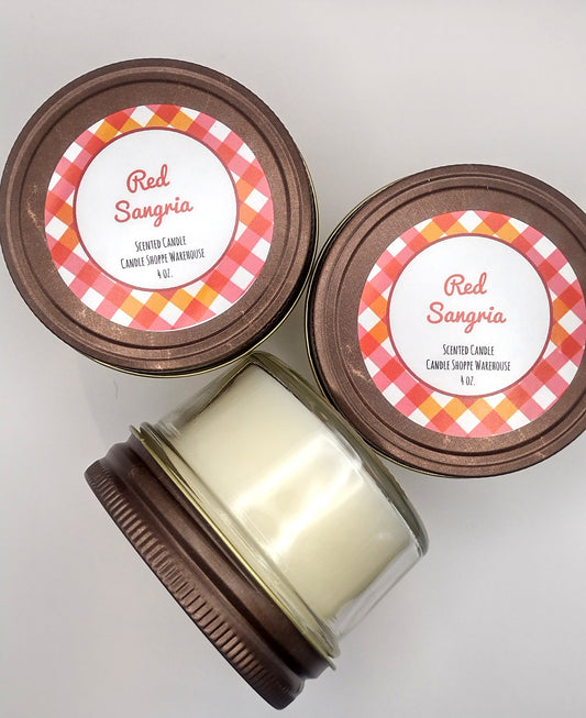 Red Sangria Rustic Jar Scented Candles 4 oz.