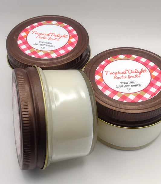 Tropical Delight Exotic Fruits Rustic Jar Scented Candles 4 oz